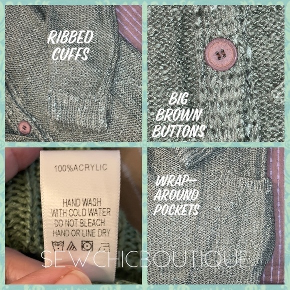 🎉HP 5-4-20🎉Sea Green Popcorn Text Yarn KnitCardy - Picture 8 of 8